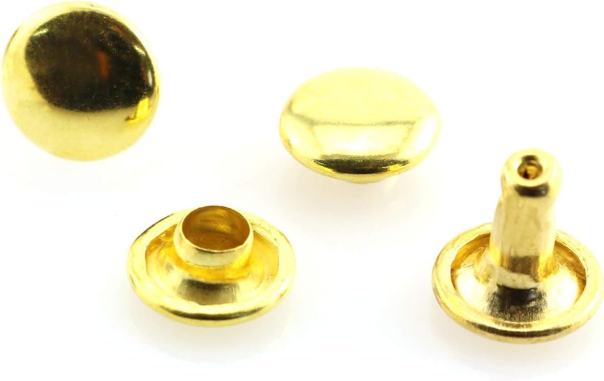 120sets Double Cap Rivets 8mm x 8mm Round Head Leather Products Garment Accessories Fastener Expansion Rivet Gold