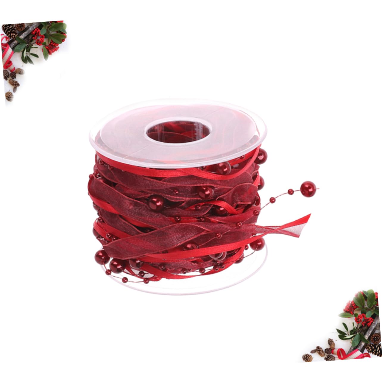 SEWACC 3 Rouleaux De Rubans De Bouquet Pour Paquet De Sangles Piyester Pour Fête De Mariage Ruban Ruban Décoratif À Perles