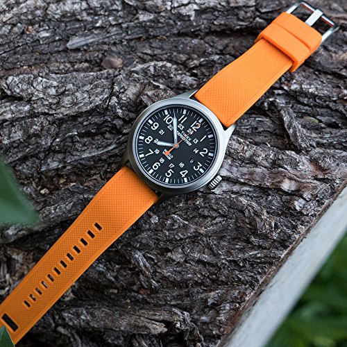 image for BARTON WATCH BANDS 24mm Pumpkin Orange/Black - Elite Silicone Watch Ba