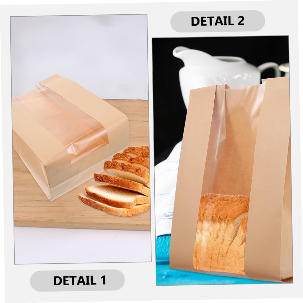 100pcs Food Paper Bags Window for Cookies Pastries and Bread Kraft Bakery Bags for Homemade Goodies Toast Packaging and Individual Cookie Storage