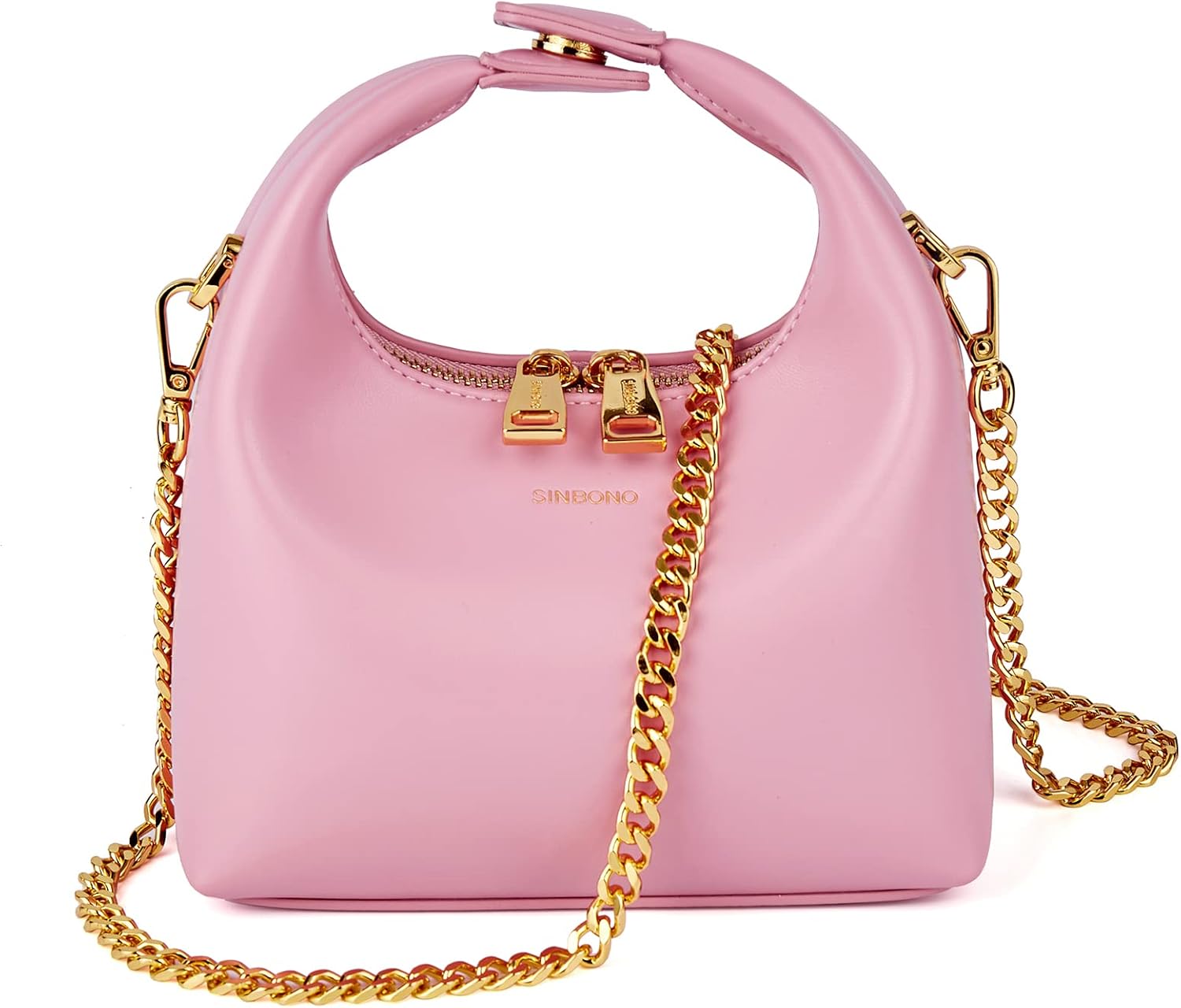 SINBONO Small Top Handbags for Women, Soft Vegan Leather Shoulder Hobo Crossbody Bag, Mini Purses Casual Dumpling Pouch