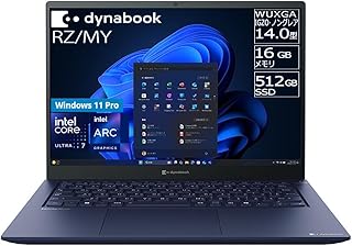 dynabook ノートパソコン RZ/MY【インテル Arc グラフィクス/Core Ultraプロセッサー搭載】 (Windows 11 Pro/365 Basic + Office Home & Business 2024（デスクトップ版)/14.0型/Core Ultra 7 155H/SSD/ダークテックブルー)Webモデル W6RZMY7PBL