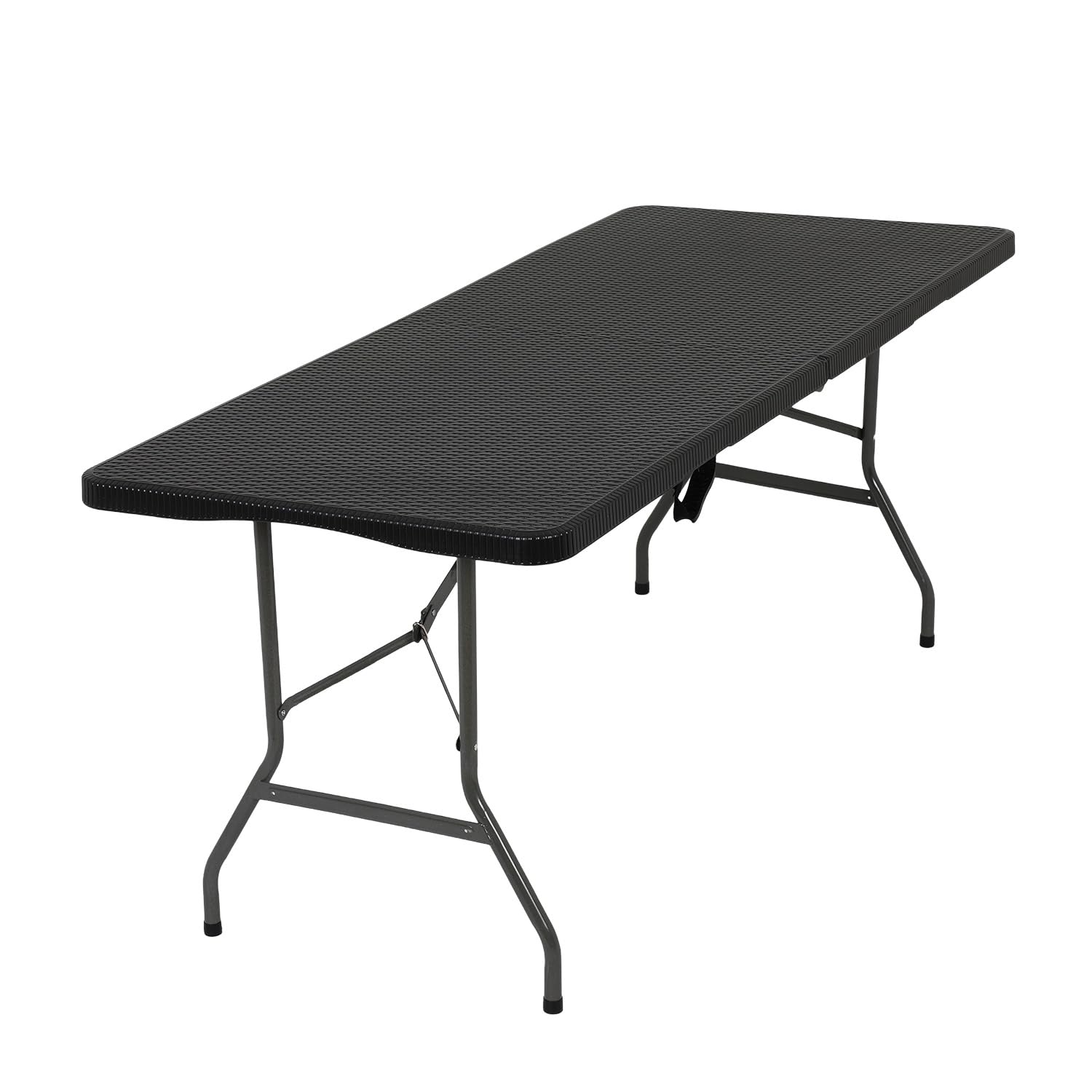 FDW | 6FT Folding Table | Black Ratten | Portable Plastic Table