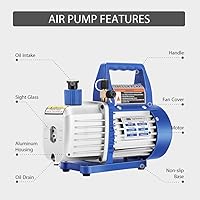 Vista 2 de VIVOHOME 110V 1/4 HP 3.5CFM Bomba de vacío de aire de paleta giratoria de una etapa y kit de manómetro de colector de CA R134a con báscula