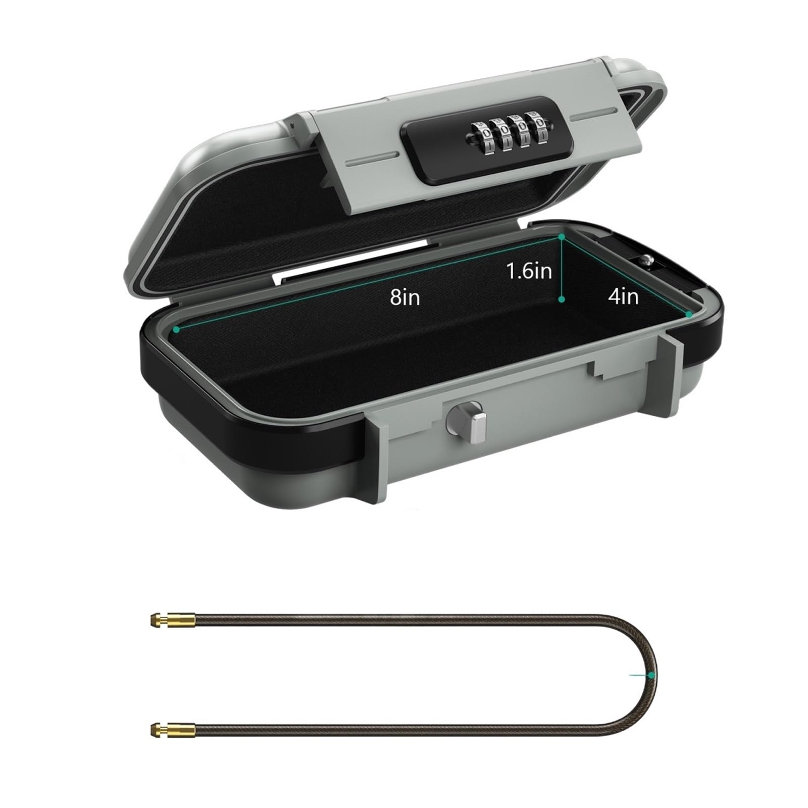 Caja fuerte portátil con cerradura combinada de 4 dígitos para llaves de seguridad para acampar al aire libre, senderismo, deportes y gimnasio, ligera y (gris)
