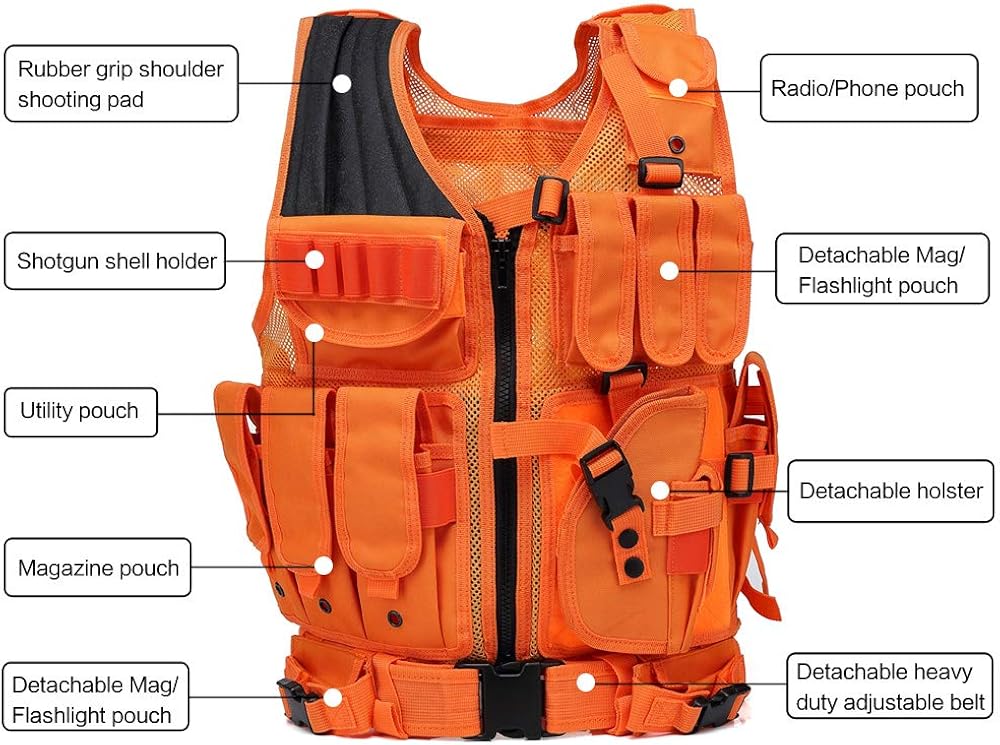 Uр Tо 40% оƒƒ GNNFIC Orange Hunting Vest,Tactical Airsoft Vest and Safety Vest with Rmovable Holster Breathable Mesh Molle Desgin for Outdoors Activity,CombatTranning,Mountaineering for Men and Adult Hоttеѕt Sаlеѕ GNNFIC Orange Hunting Vest,Tactical Airsoft Vest and Safety Vest with Rmovable Holster Breathable Mesh Molle Desgin for Outdoors Activity,CombatTranning,Mountaineering for Men and Adult
