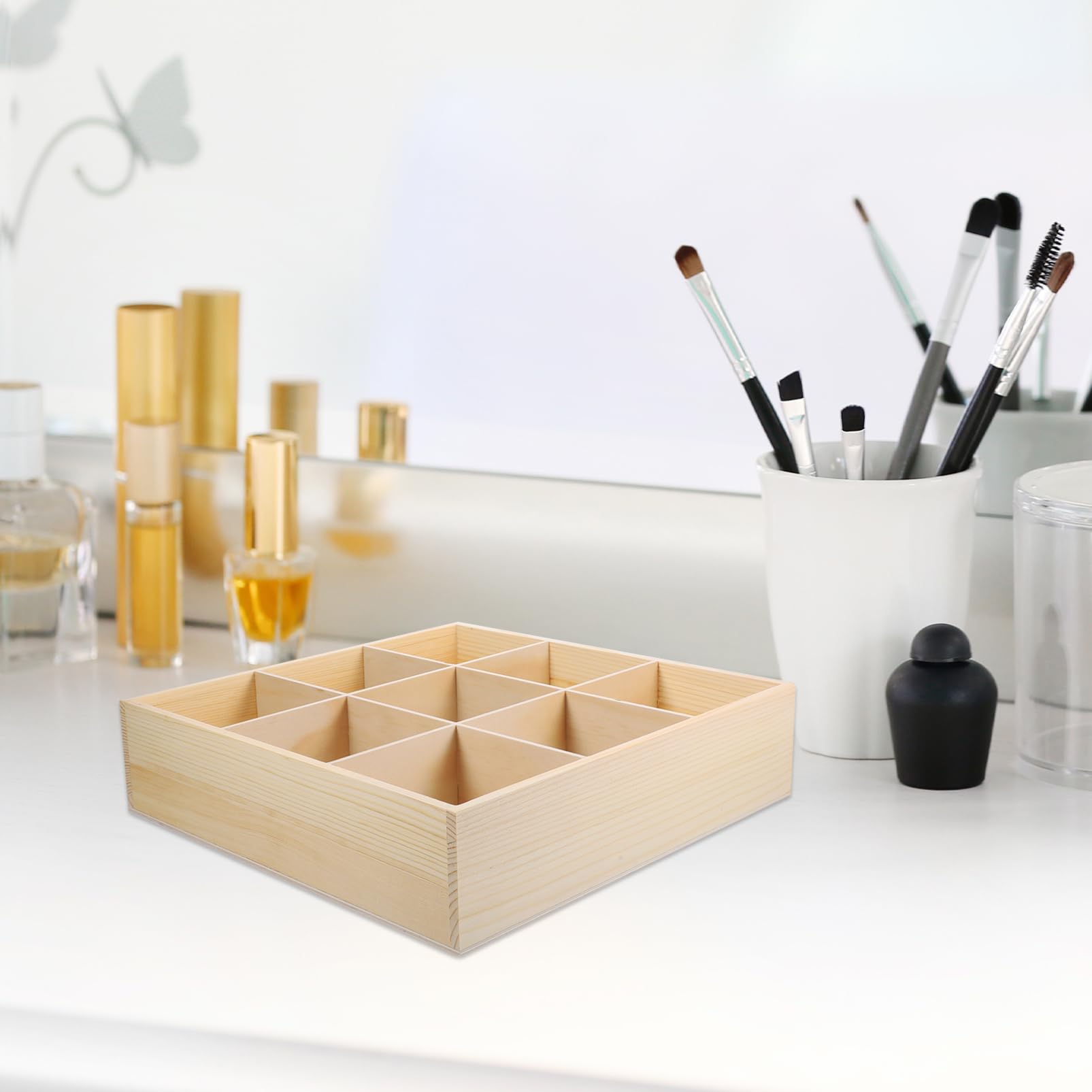 Scatola Organizer Legno Per Gioielli Con Scomparti Multipli Contenitore Da Scrivania Elegante e Pratico Per Anelli Orecchini e Piccole Cose Per Donne e Amiche