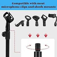Vista 4 de YOUEON 2 piezas de soporte de micrófono de escritorio, soporte de micrófono de mesa ajustable con clip de micrófono y adaptador de tornillo macho
