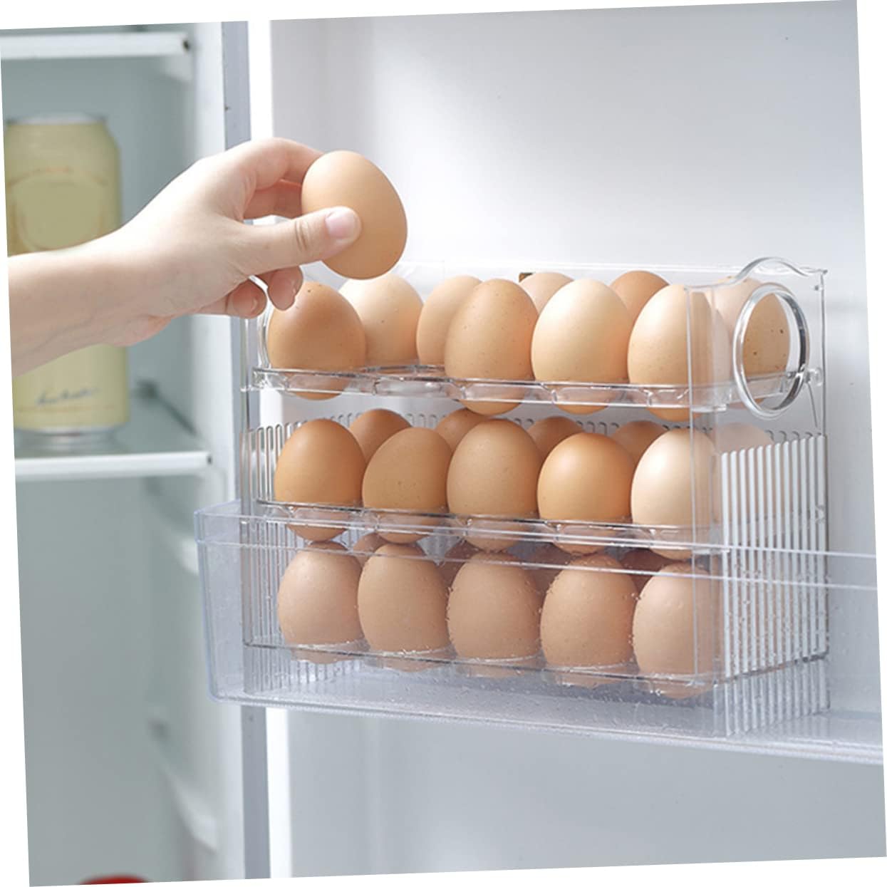 Egg Container for Refrigerator Transparent Egg Preservation Tray with Design and Vertical Storage for Organized Kitchen Use