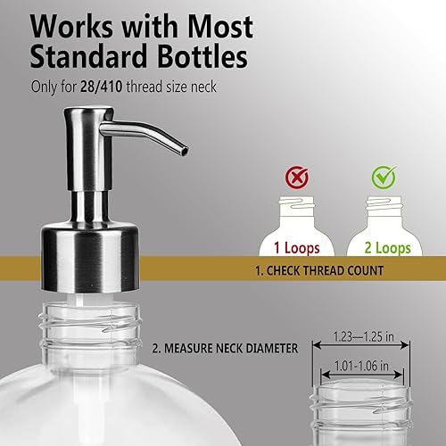 Miniatura 5 de Amoliar - Bomba dispensadora de jabón líquido, bomba de repuesto de acero inoxidable para jabón de platos, loción, jabón de manos, bonita decoración