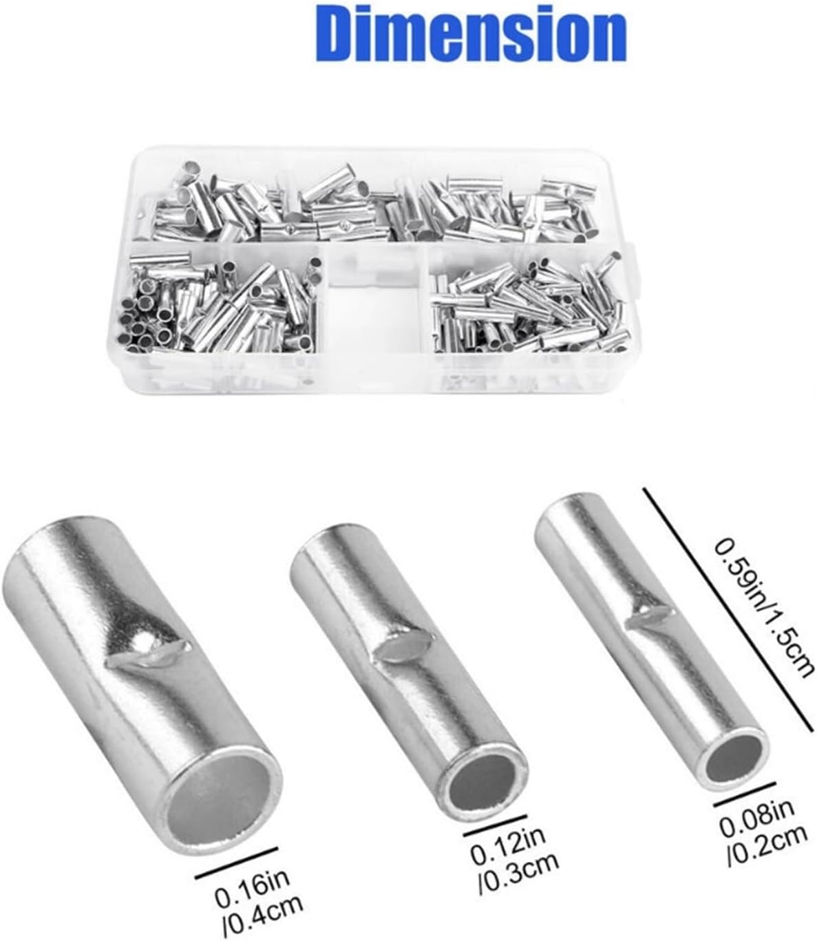Non Insulated Butt Connectors 200pcs Butt Wire Connector Cable Terminal Bare Tinned 0.5-6mm2 22-10AWG