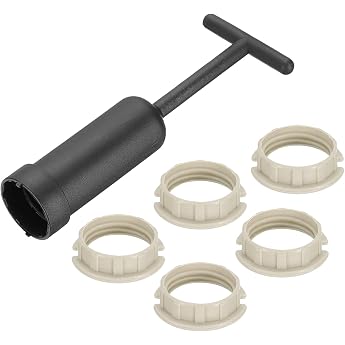 PATIKIL G9 Lamp Holder Rings Kit Lampshade Holder Adapter 5 Plastic Rings Replacement with Removal Tool for Lampshade Collar Ring Retaining Clip Tool 127 mm White