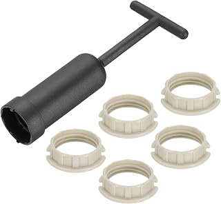 PATIKIL G9 Light Socket Rings Kit, Lamp Shade Holder Adapter 5 Plastic Ring Replacement with Removal Tool for Lamp Shade Collar Ring Retaining Ring Tool, 127mm White