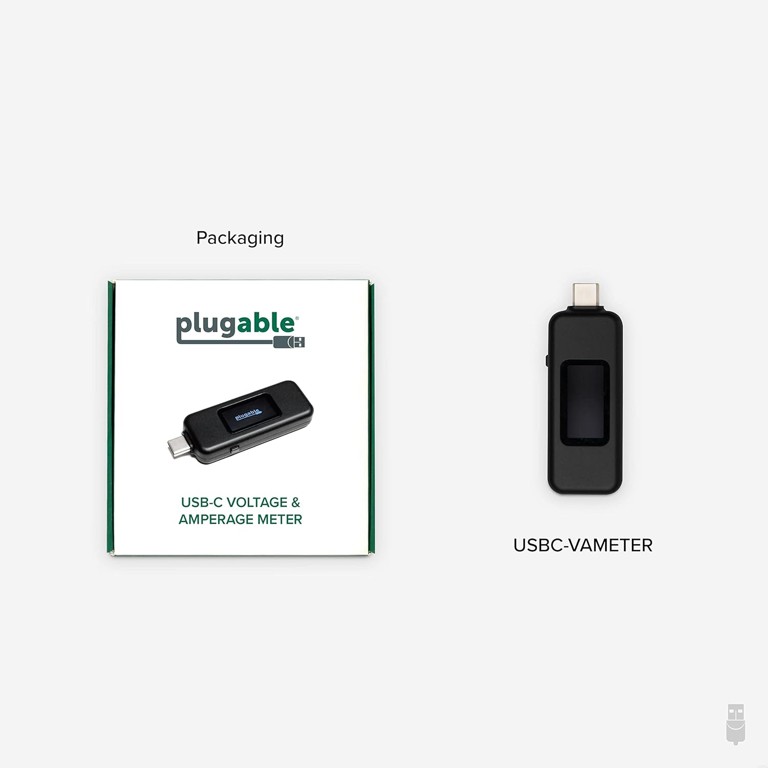 Plugable USB C Power Meter Tester for Monitoring USB-C Connections - Digital Multimeter for USB Type C Cables, Laptops, Phones, Chargers - Driverless