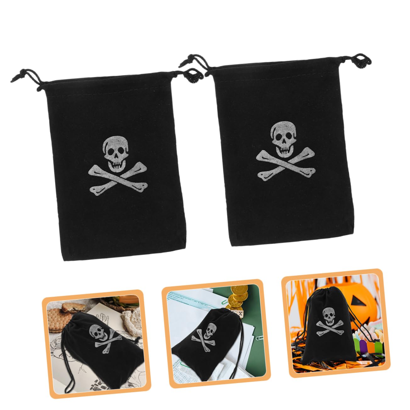 GLEAVI 60pezzi Sacchetti Filo Pirata Con Teschi Per Feste Di Halloween Borse Portamonete Versatili Decorazioni Spaventose e Gadget Per Eventi
