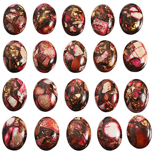 rockcloud 18x25mm Oval Cabochon Flatback Semi-precious Stones Sea Sediment Jasper for Jewelry Making Pack of 5