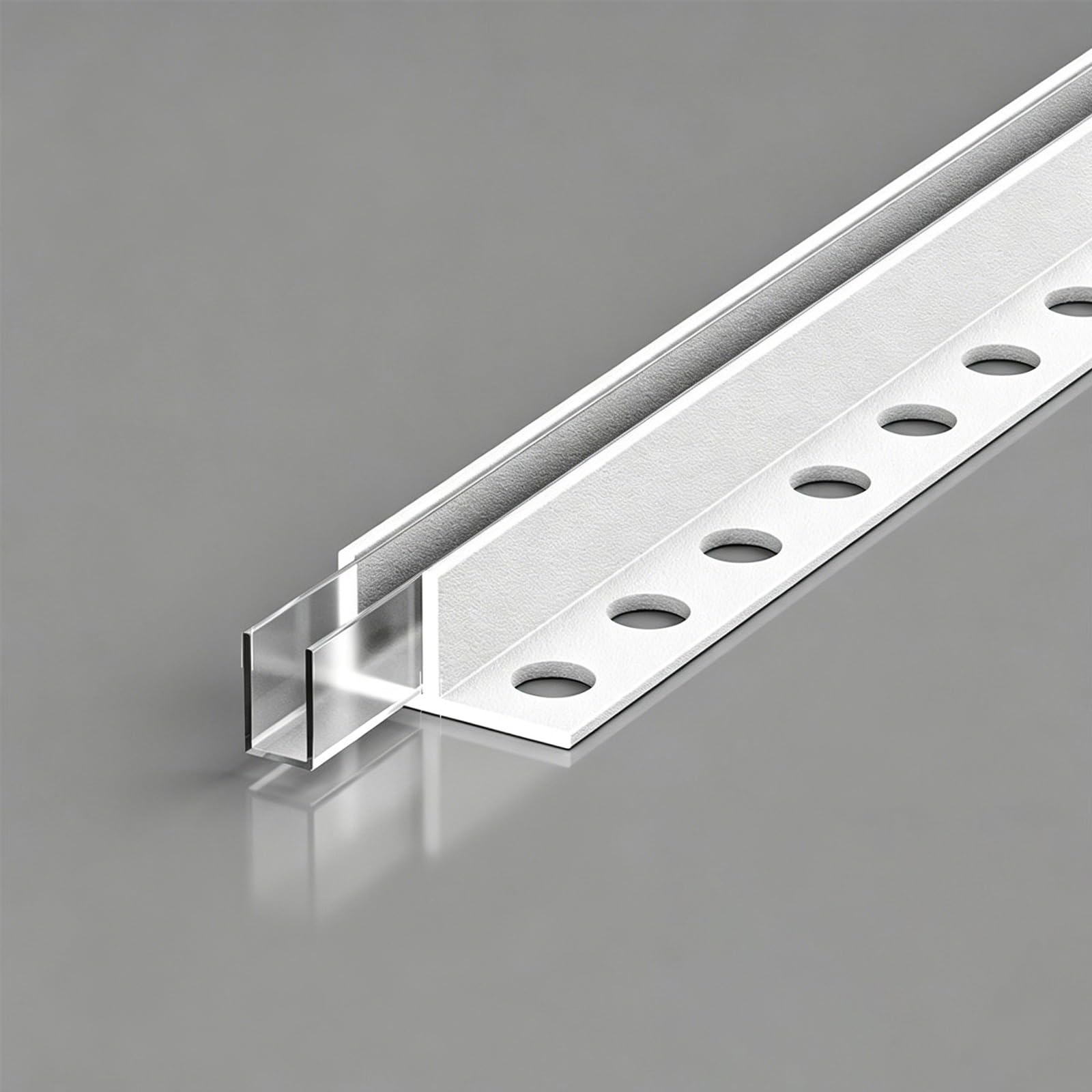 Guide inférieur de porte de douche en verre 10mm SRNSAEB long 1m canal F blanc