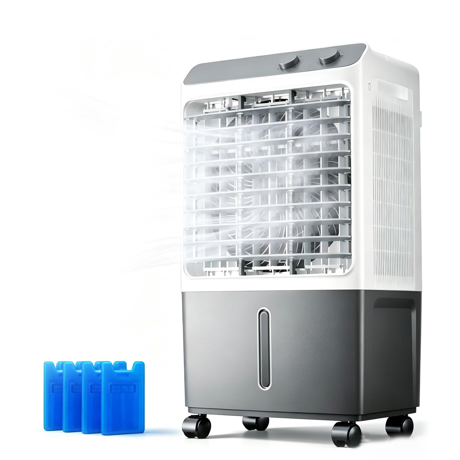 WPWSDWMX Air Cooler, 26L Tank Swamp Cooler, 60° Swing, 4 Ice Packs, 80W Portable Evaporative Air Cooler for Home Office Garage