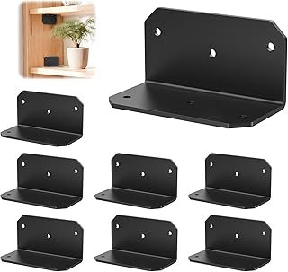 4 Inch Black L Bracket for Wood - Heavy Duty 90° Angle L Corner Brackets, 4" x 2"x 2" Metal Iron Corner Braces for Wood Fence, Garden Beds, Shelves & Furniture Frame Repair (Black-8 Pcs)