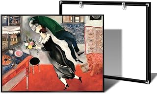 Marc Chagall The Birthday Kiss Anniversary Vintage Print Poster Vintage Posters Canvas Wall Art Artwork Picture for Office Home Wall Decor Cuadros (3-Aluminum Frame Black,12inx16in)