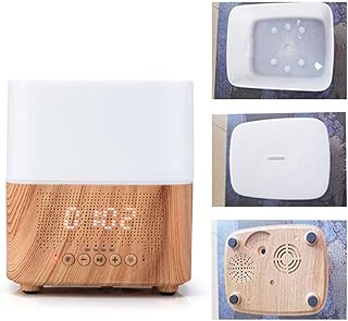 DevileLover Diffuseur Huiles Essentielles Haut-Parleur Bluetooth Grain de Bois Horloge 300ml Humidificateur d'air D'aromathérapie pour Bureaux/Chambre/Salons/Salles de Bain