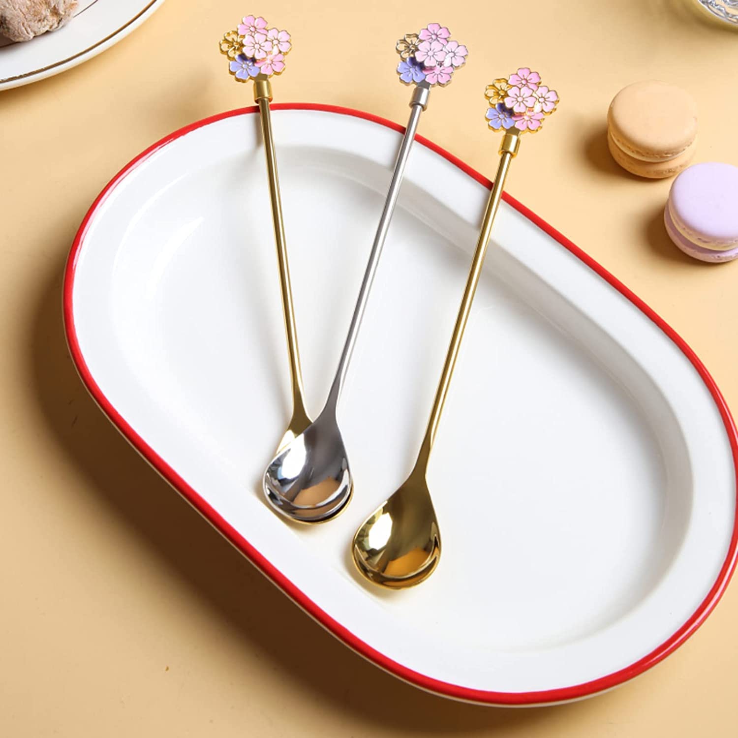 Löffel Restaurants Edelstahl Löffel Kaffee Kleiner Rundlöffel Dessert Mischlöffel Gewürz-Becher Löffel-CoffeeSorzartikel Küchenzulöffel Kitchentools Esslöffel Hause(Silver)