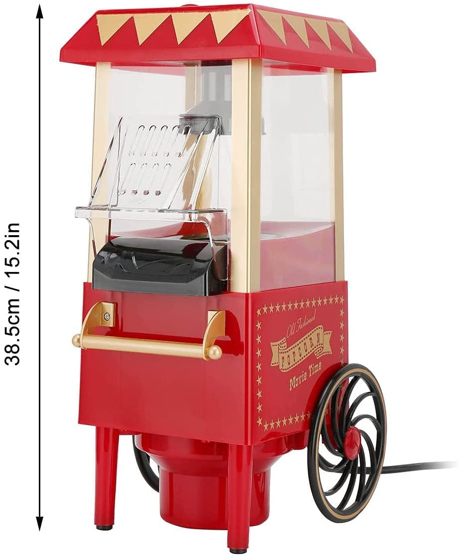 Macchina per Popcorn, Mini Macchina per Popcorn ad Aria Calda Senza Grassi/Senza Olio, Festa di Compleanno Automatica con Piastra Antiaderente