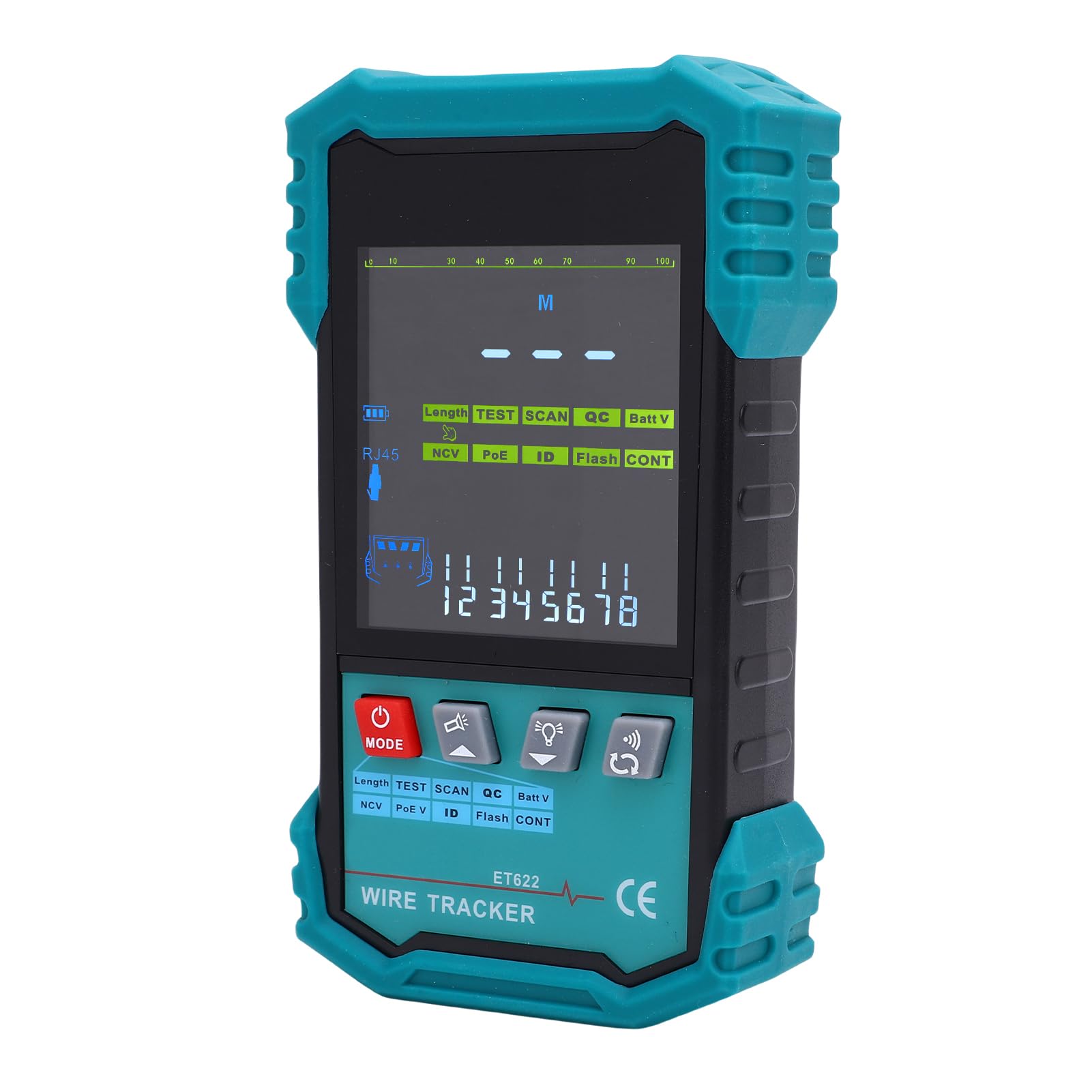 RJ45-Kabeltester mit Optischem Leistungsmesser Zur Präzisen Kabelverfolgung, für Installateure, Techniker, Farb-LCD-Bildschirm, 10 Stunden Akkulaufzeit