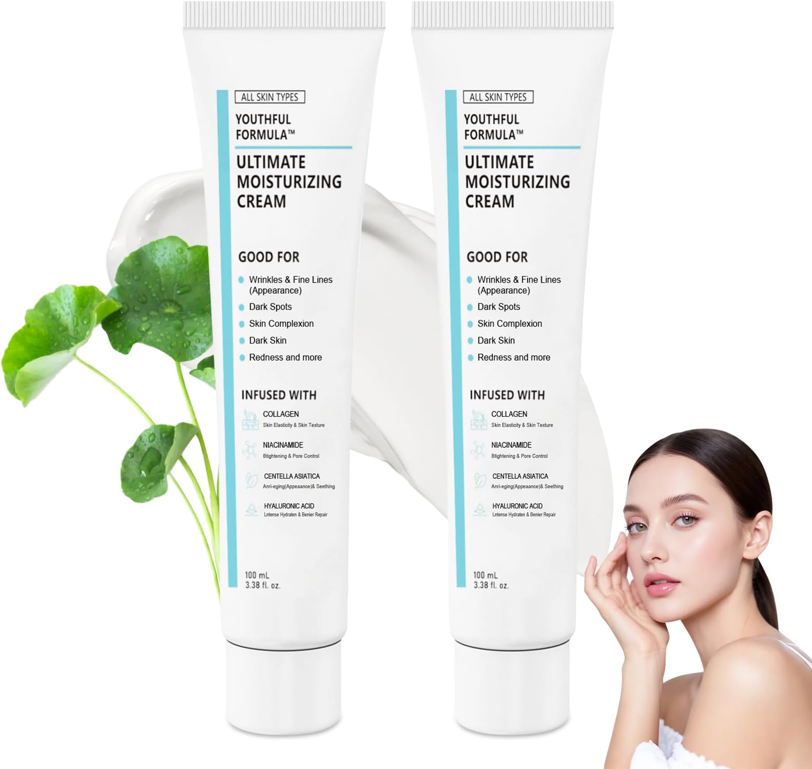 2pcs Youthful Moisturizing Cream,Glowage Repair Moisturizer Cream,Centella Moisturizer,Youthful Formula Ultimate Moisturizing,For Lasting Hydration For All Skin Types