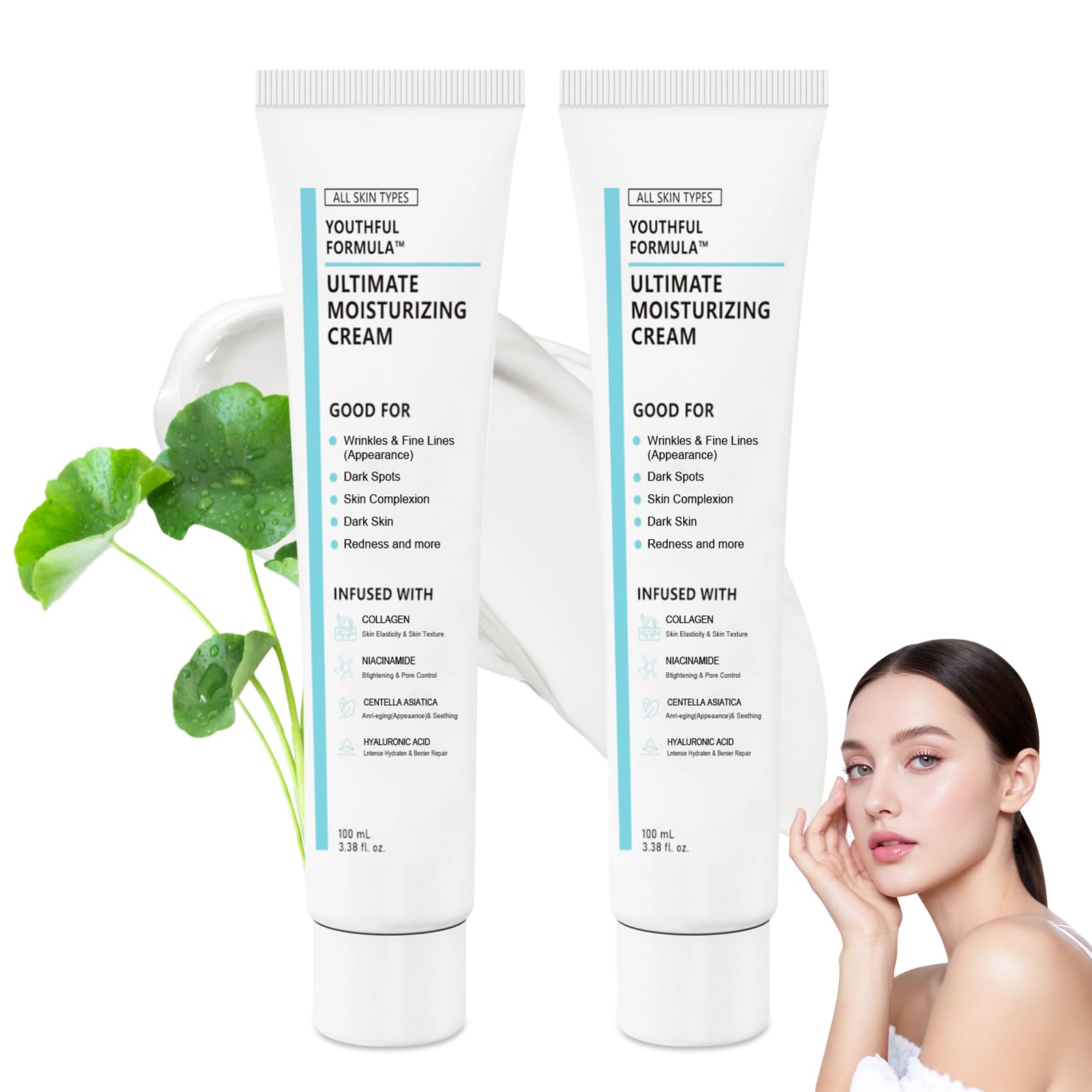 2pcs Youthful Moisturizing Cream,Glowage Repair Moisturizer Cream,Centella Moisturizer,Youthful Formula Ultimate Moisturizing,For Lasting Hydration For All Skin Types