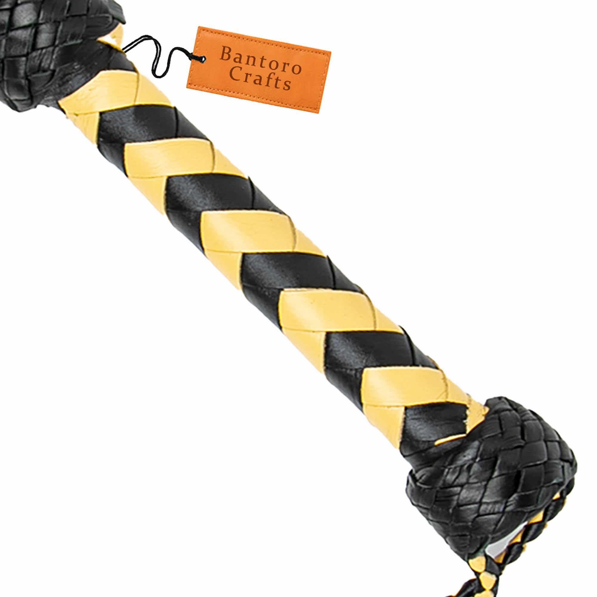 Fouet à fessée érotique en Cuir Marron et Jaune BDSM 30 Gouttes de qualité supérieure