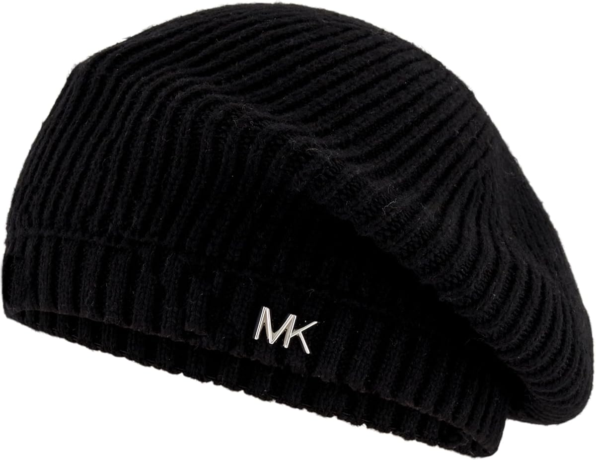 Womens Exposed Seam Beret, Stylish Fashion Accessory for Winter Black