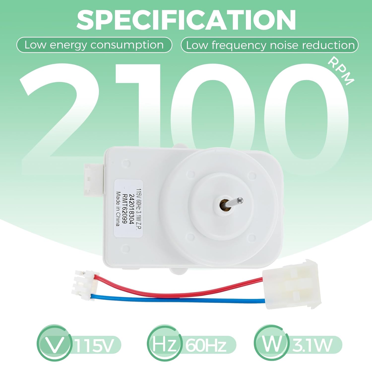 242018304 Refrigerator Condenser Fan Motor Replacement for Fri-gidaire Crosley Electrolux Ken-More, Replace 242018301 297279502 AP6891872 PS12728810