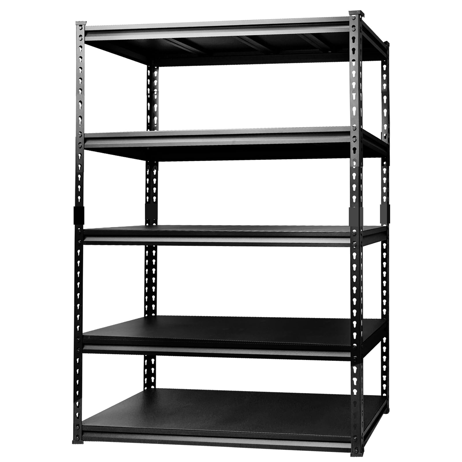 Garage Light Duty Shelving, Garage Storage Shelving Adjustable 5-Tier Shelving Unit and Storage Metal Shelves for Storage Racking Shelves (Black, 59in)