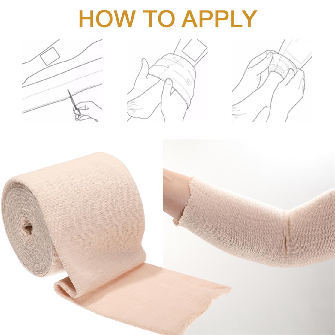 Tubular Support Bandage Elastic Sport Bandages Breathable Compression Bandage Roll Stockinette Tubing Gauze for Leg Knee, 4inchX5.5 Yard (Size F) — Amazon image 6