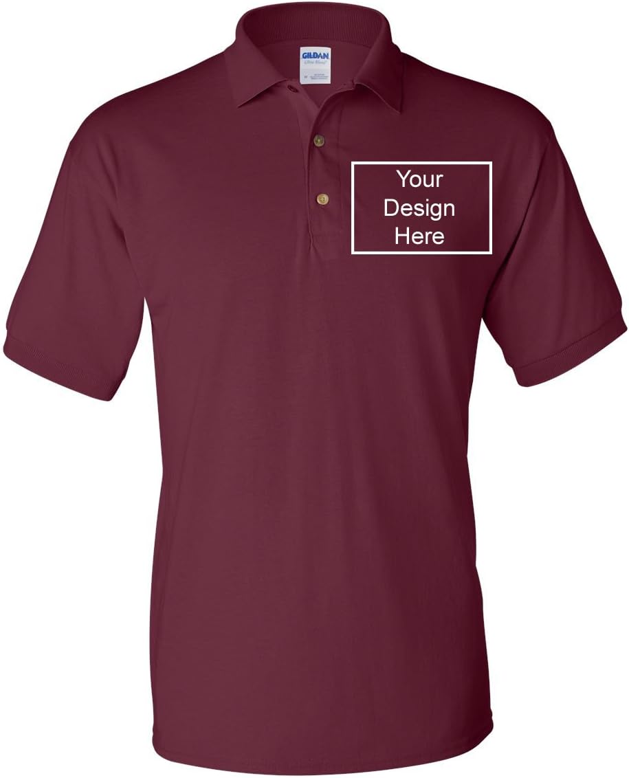 Add Your Own Text Design Custom Personalized Digitally Printed Adult Polo Shirt