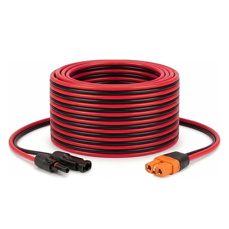 Cabo solar para XT60i MOOKEERF 10 AWG com conector fêmea para extensão de painel solar, 4,57 m