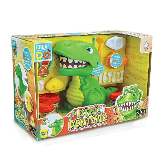 CREADO' Nice Group - Dino Dentino Pasta modelable - Set con Dinosaurio 3D, moldes y Herramientas - 89000