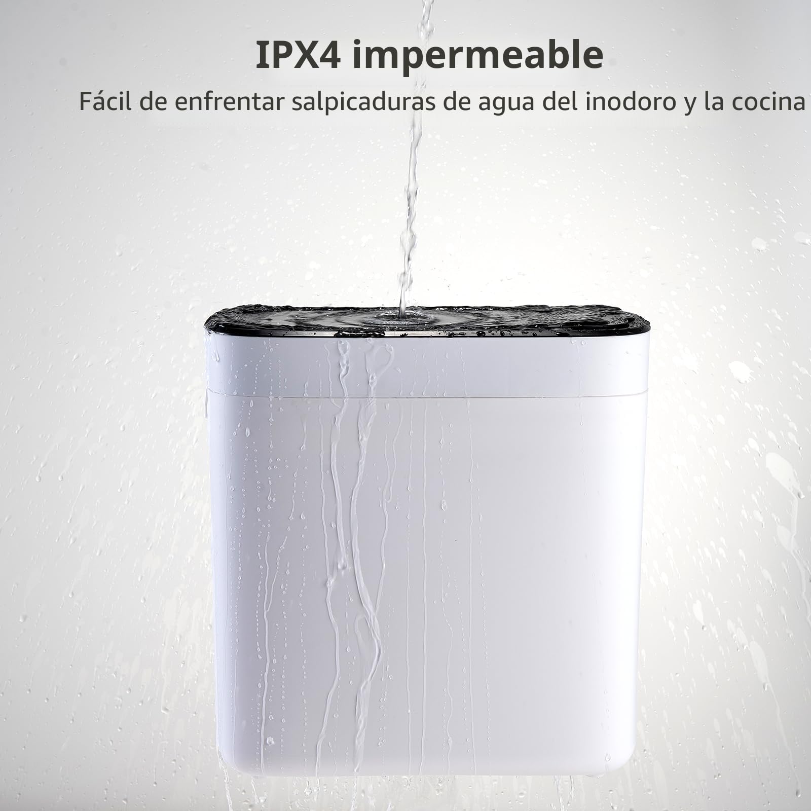 Papelera Inteligente sin Contacto, 12 L, Tapa Negra | Sensor de Movimiento Automático, Eléctrica, Impermeable, Pequeña y Estrecha, Incluye Bolsas de Basura