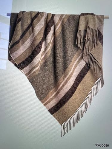 Miniatura 3 de Manta de lana de alpaca  Manta de lujo de alpaca  Manta de lujo ecológica y hecha de manera sostenible  (Marrón con rayas rosabeige)