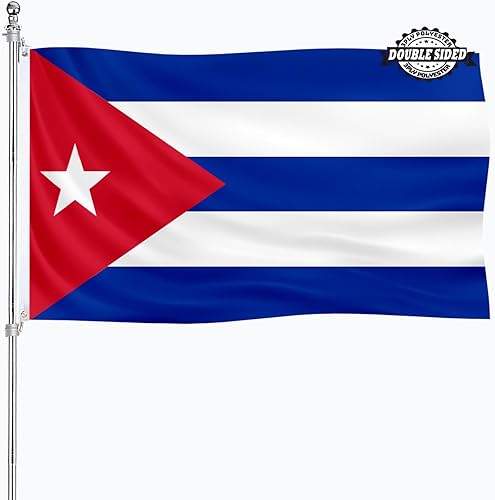 Bandera de Cuba, de 3 x 5 pulgadas, de doble cara, para exteriores, resistentes, de 3 capas, material de poliéster con 2 ojales de metal, 4 filas de