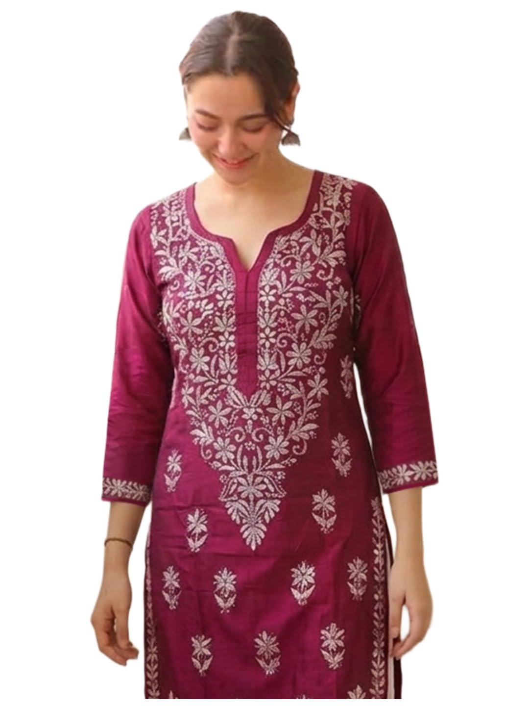 gosriki Women's Rayon Blend Straight Chikankari Embroidered Kurta-picture-14