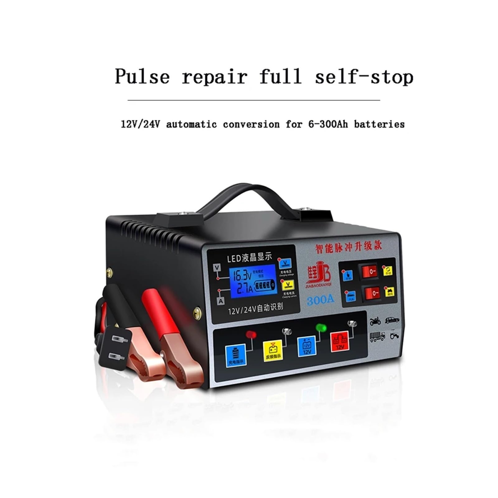 12V 24V Uniwersalny akumulator samochodowy Charr, Smart Pure Copper Pulse Repair Automatyczny do użytku DIY