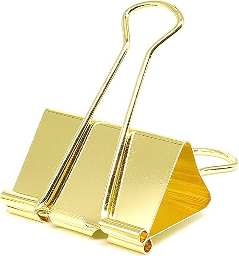 YCVIORING Clips de carpeta extra grandes de 2 pulgadas (paquete de 6), abrazaderas de papel grandes para oficina y escuela, color dorado