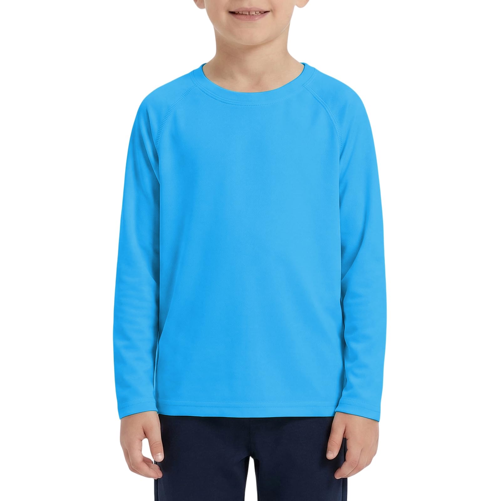 HYCOPROT UPF 50+ Maglietta UV per Bambini a Maniche Lunghe Asciugatura Rapida Maglietta da Bagno, Nuoto Rash Guard Top Traspirante per Ragazzi 5-14 Anni per Sport Acquatici e attività All'Aperto
