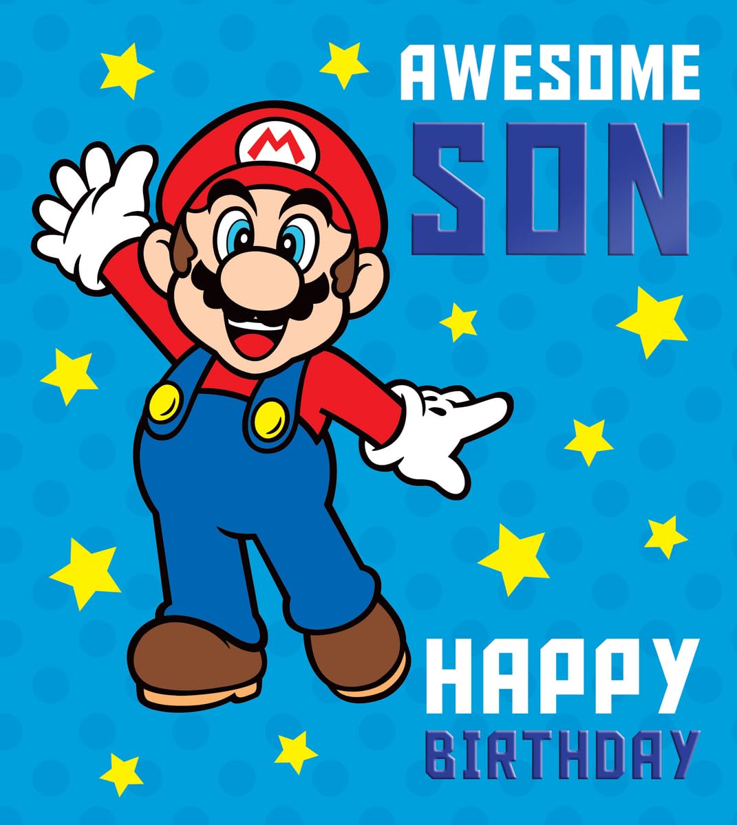Super Mario Son Birthday Card, Nintendo Birthday Greeting Card for Awesome Son