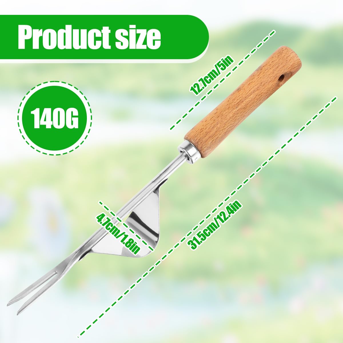 Estirpatore Manuale Per Erbacce In Acciaio Inox - Con Manico In Legno, 41 Cm, Per Giardinaggio