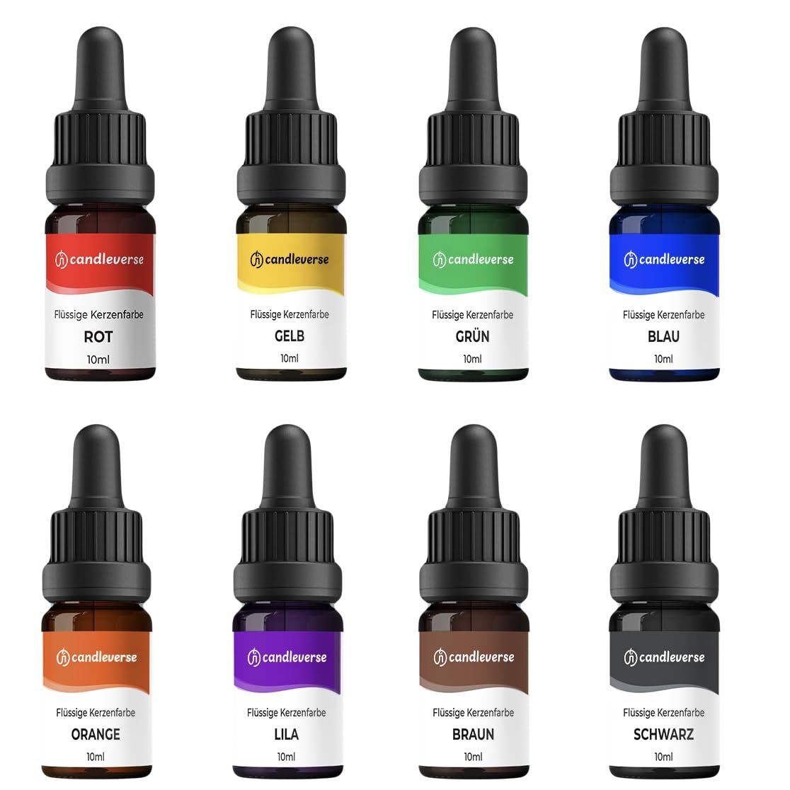 Set di colori per candele liquide di alta qualità, 8 colori altamente concentrati per la produzione di candele fai da te, 10 ml per bottiglia