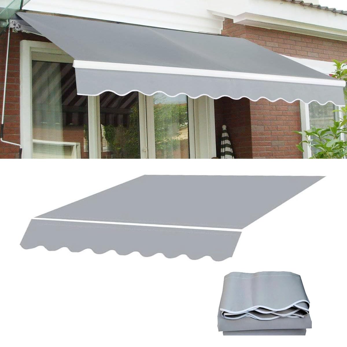 tente kumaşı değiştirme Geri çekilebilir için Veranda Tente Kumaş 280g% 100 Polyester Gölgelik Örtüsü Açık Bahçe Güneş Gölge Barınak Yard, Güverte, Balkon için Kanvas (Gri 8.2x6.5ft) Bahçe 349.99 Color:beige Test: YT JEFFSY COMPF