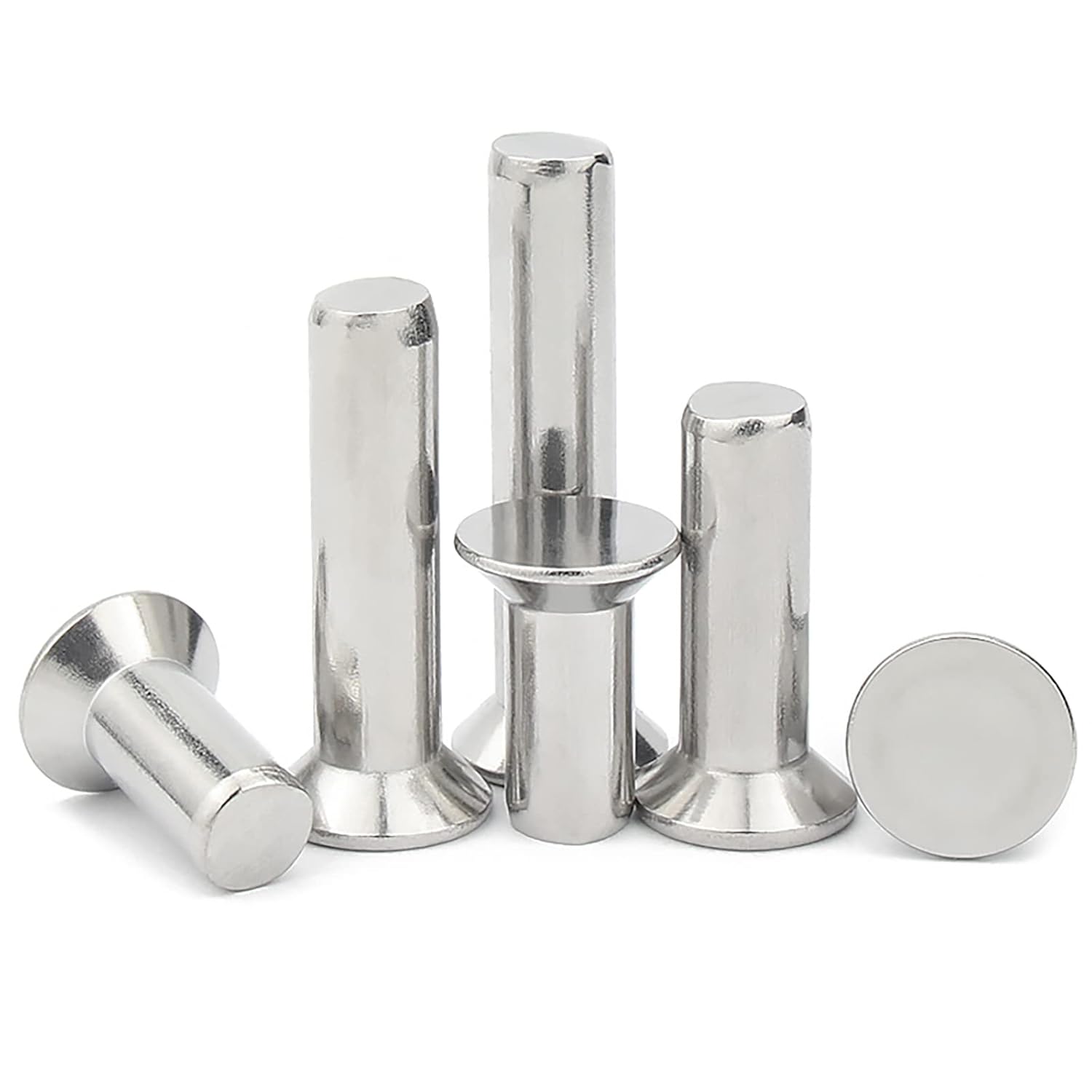 Round Head Bolts, Solid Flat Head Rivets, M5 X 6mm-45mm Metric Smooth Diameter, Percussion Fasteners, 50 Pcs(M5 x 14mm)